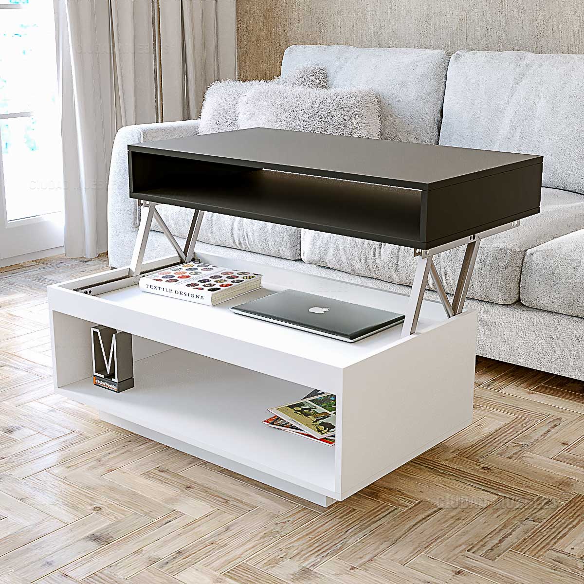 Mesa Ratona Elevable 90x50Cm. Diseño Moderno Meier - Imagen 4