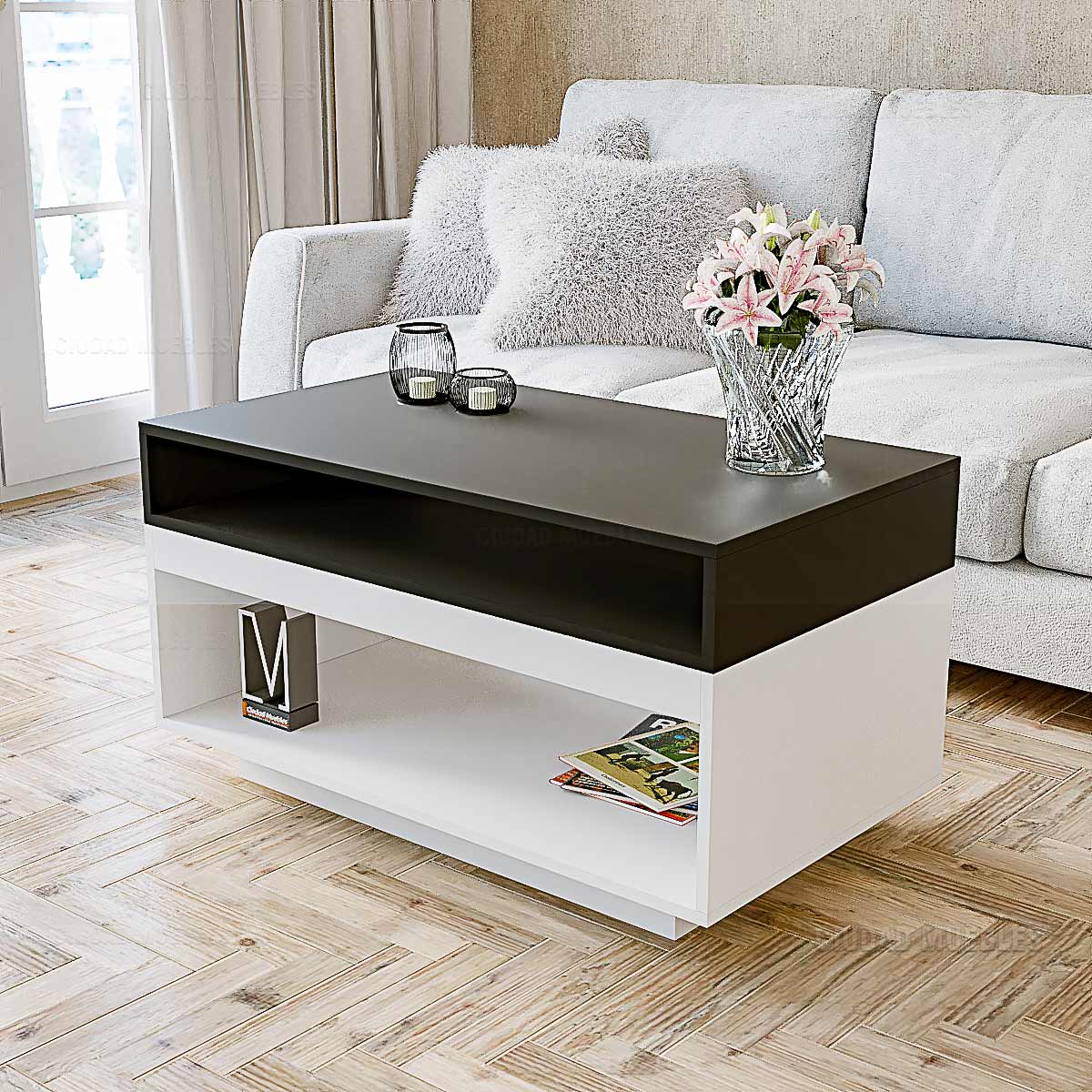 Mesa Ratona Elevable 90x50Cm. Diseño Moderno Meier - Imagen 3