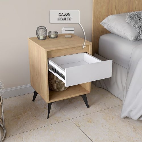Mesa de luz con cajón escondido 40x59x38cm