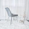 Silla Comedor Tapizada Terciopelo Gris Patas Cromadas - Imagen 6