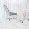 Silla Comedor Tapizada Terciopelo Gris Patas Cromadas - Imagen 7