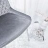 Silla Comedor Tapizada Terciopelo Gris Patas Cromadas - Imagen 8